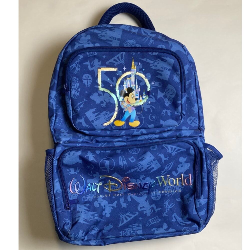 Walt Disney World 50th Anniversary Blue Mickey Mouse Cooler Pocket Backpack